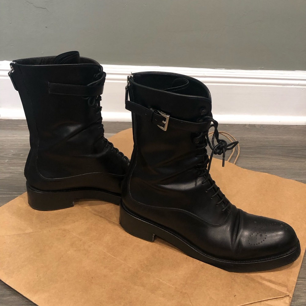 Authentic Prada Leather Combat Boots
